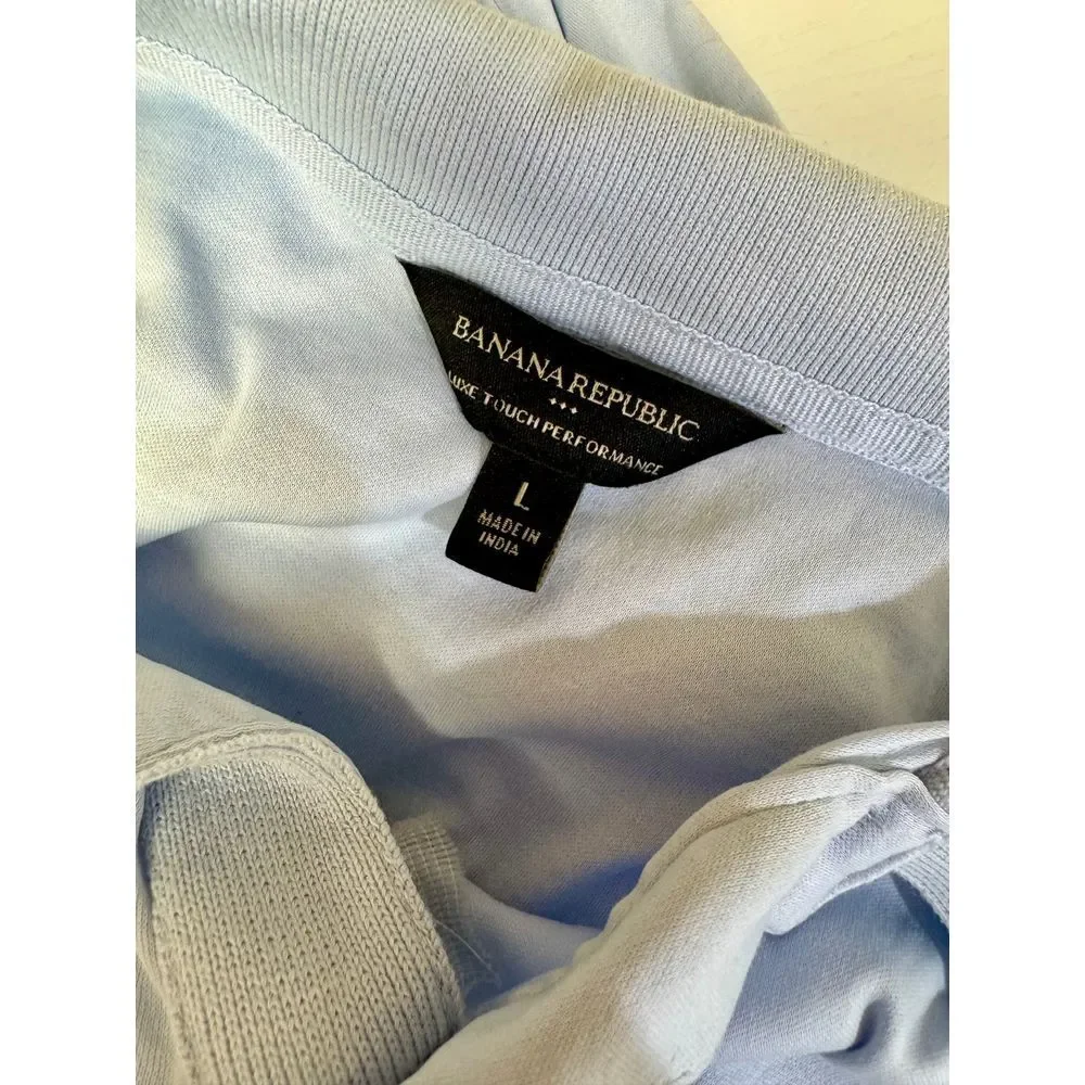Banana Republic Luxe Touch‎ Performance Polo Shirt Light Blue Classic Fit L